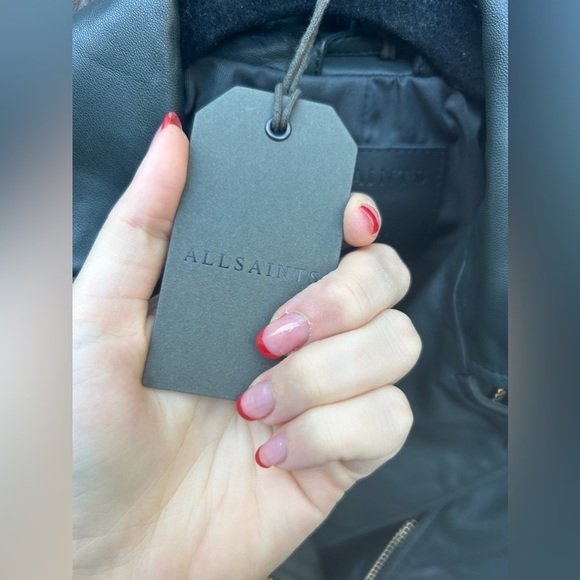 Allsaints Balfern Leather Moto Jacket in Sycamore Green New with Tags! - Picture 7 of 10